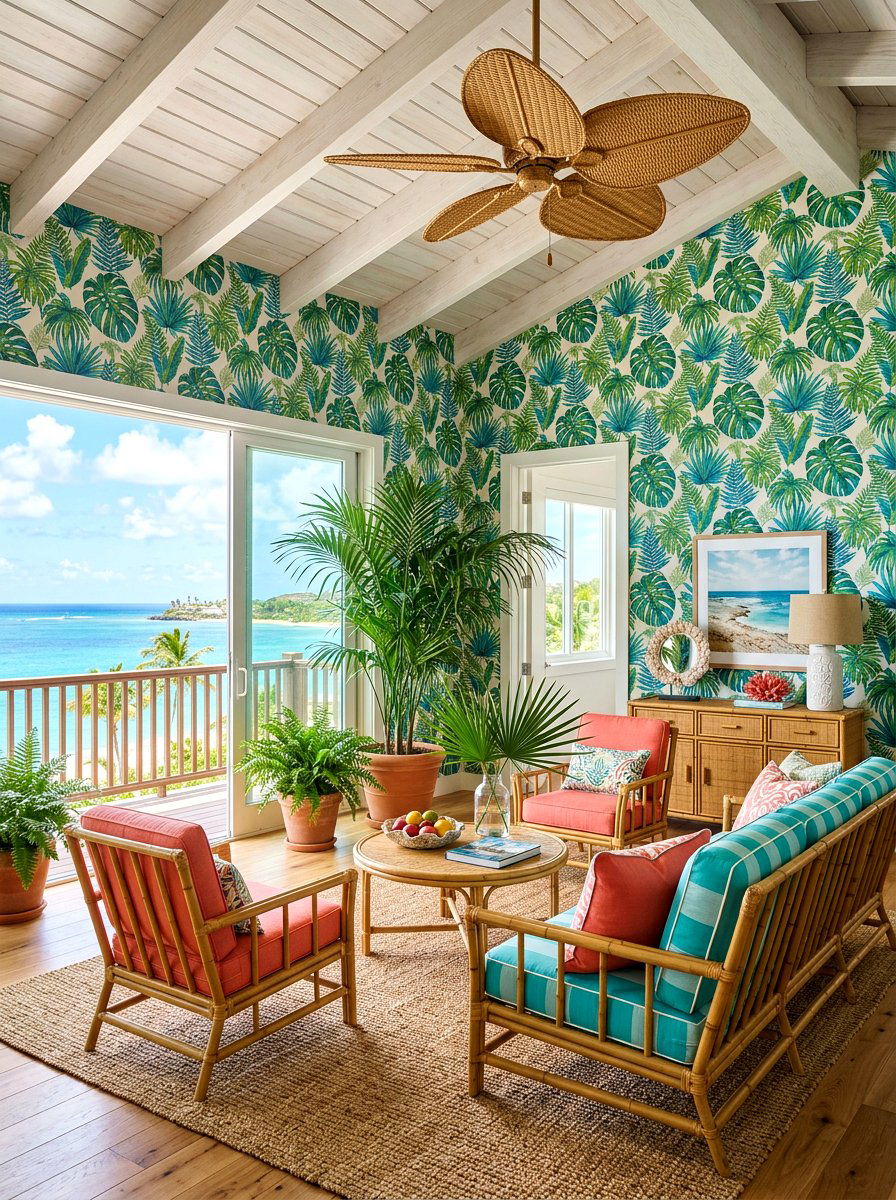 Tropical coastal living room - 30 coastal living room ideas