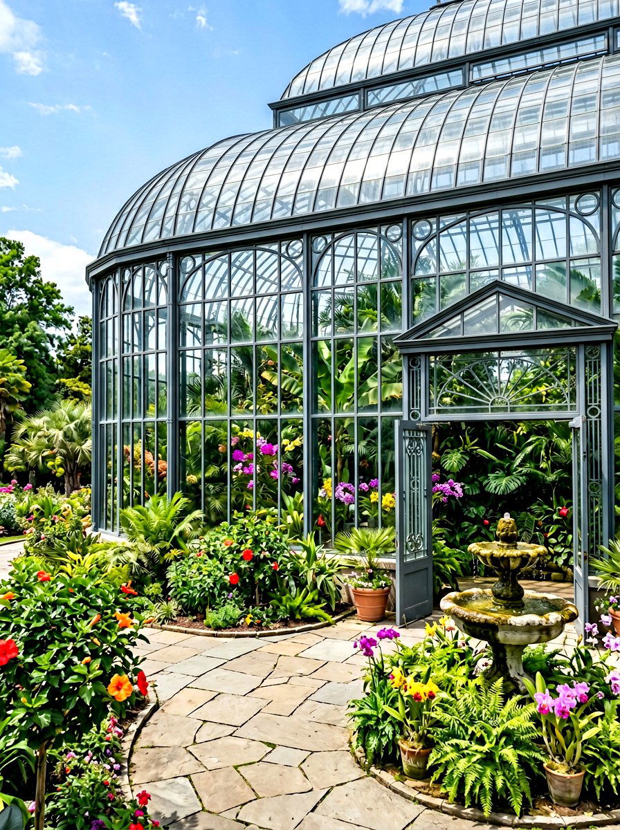 Tropical conservatory greenhouse - 30 backyard greenhouse ideas