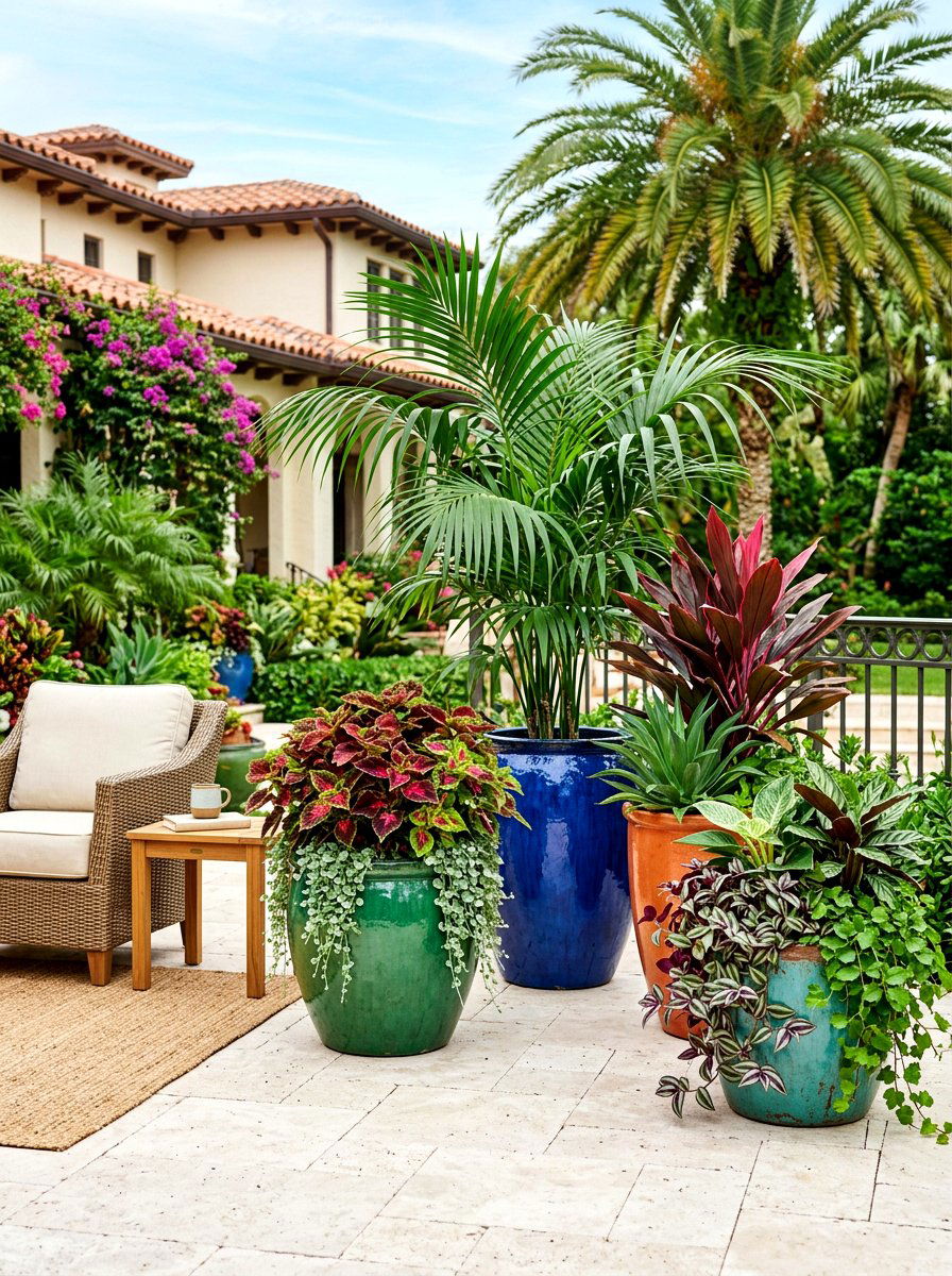 Tropical container garden - 30 tropical landscaping ideas