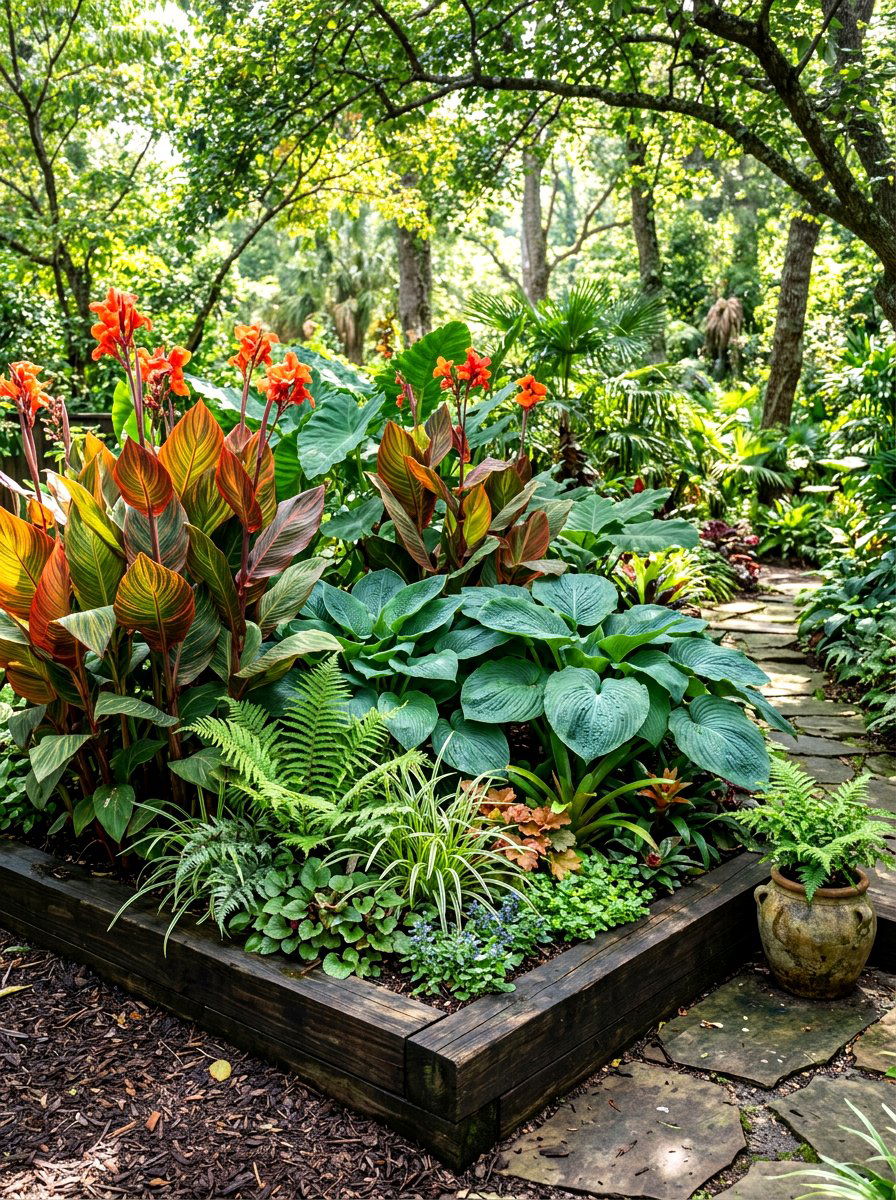 Tropical corner garden bed - 30 raised bed corner ideas