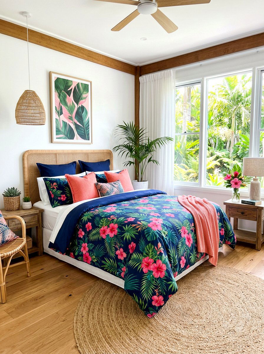 Tropical floral bedding - 30 designer duvet styling ideas