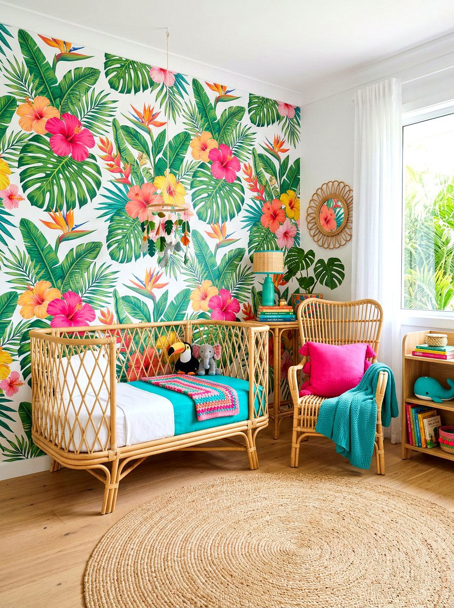 Tropical floral nursery wallpaper - 30 floral nursery wallpaper ideas