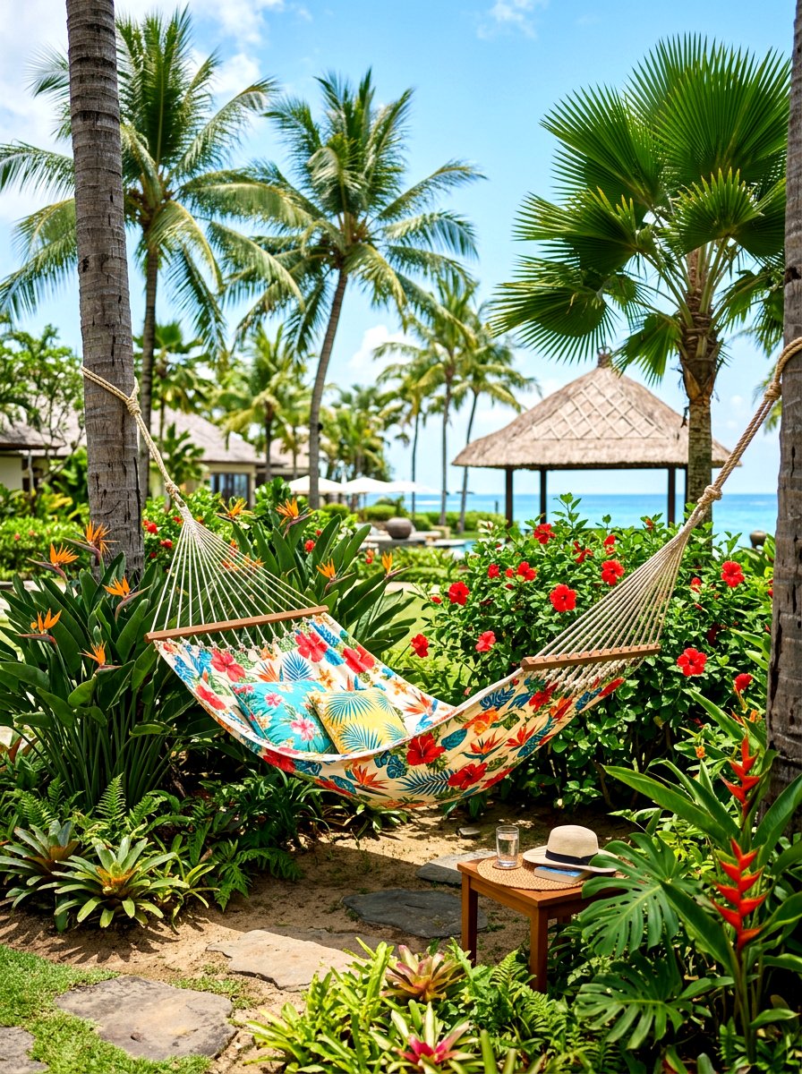 Tropical garden hammock - 30 hammock patio ideas