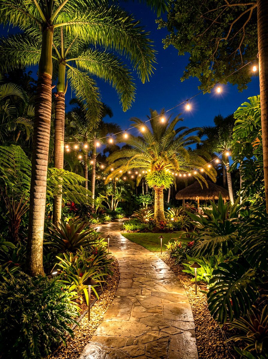 Tropical garden lighting - 30 tropical landscaping ideas