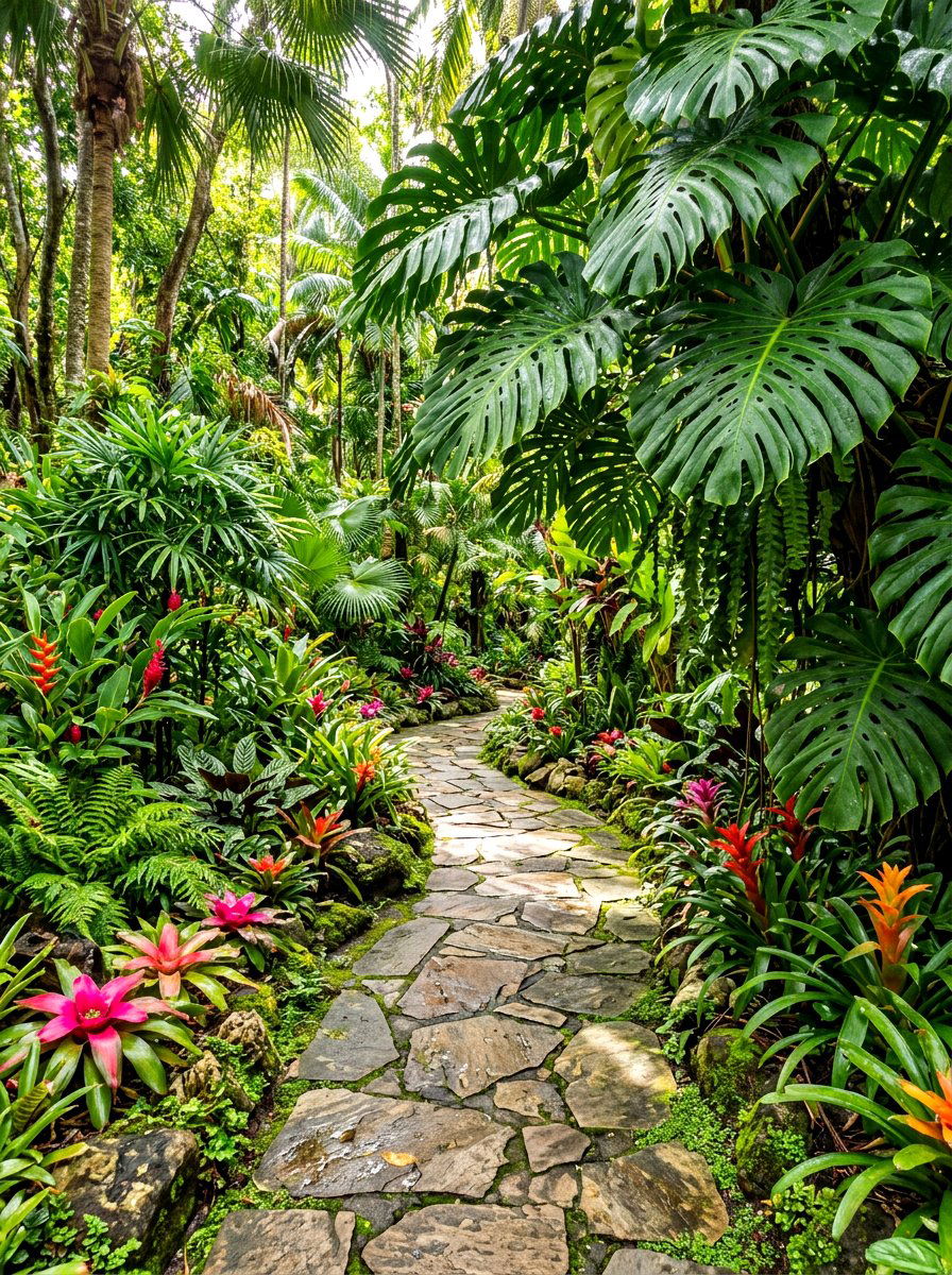 Tropical garden path - 30 tropical backyard landscaping ideas