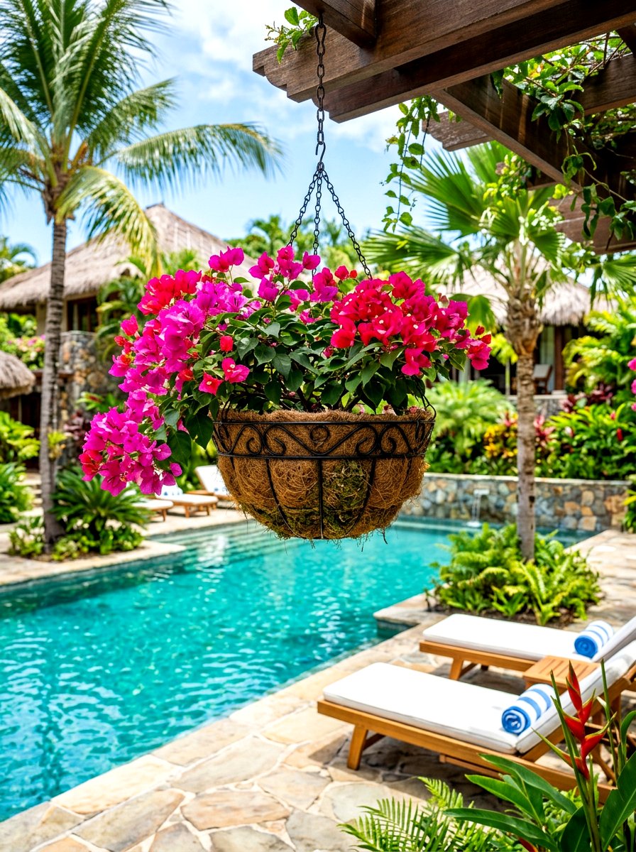 Tropical hanging flower basket - 30 hanging flower basket ideas