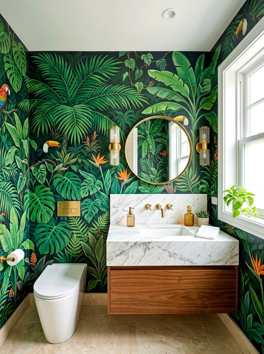 Tropical jungle wall mural - 30 mural wall ideas