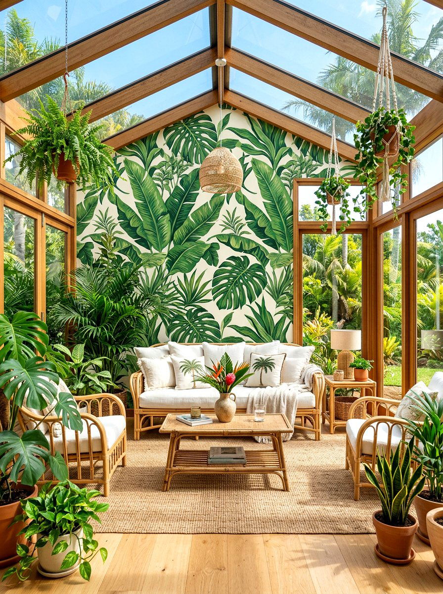 Tropical leaf removable wallpaper - 30 rental safe wallpaper ideas