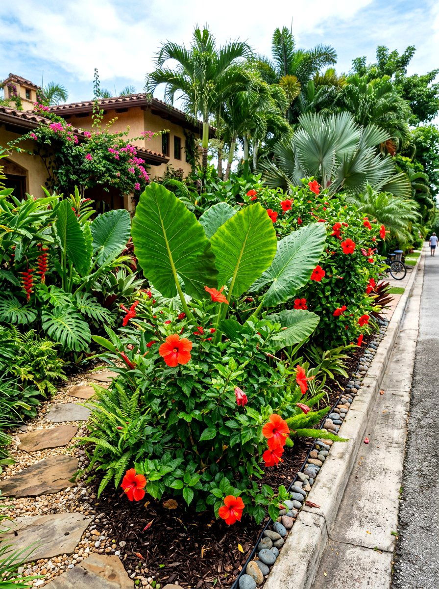 Tropical look garden - 30 curb strip planting ideas