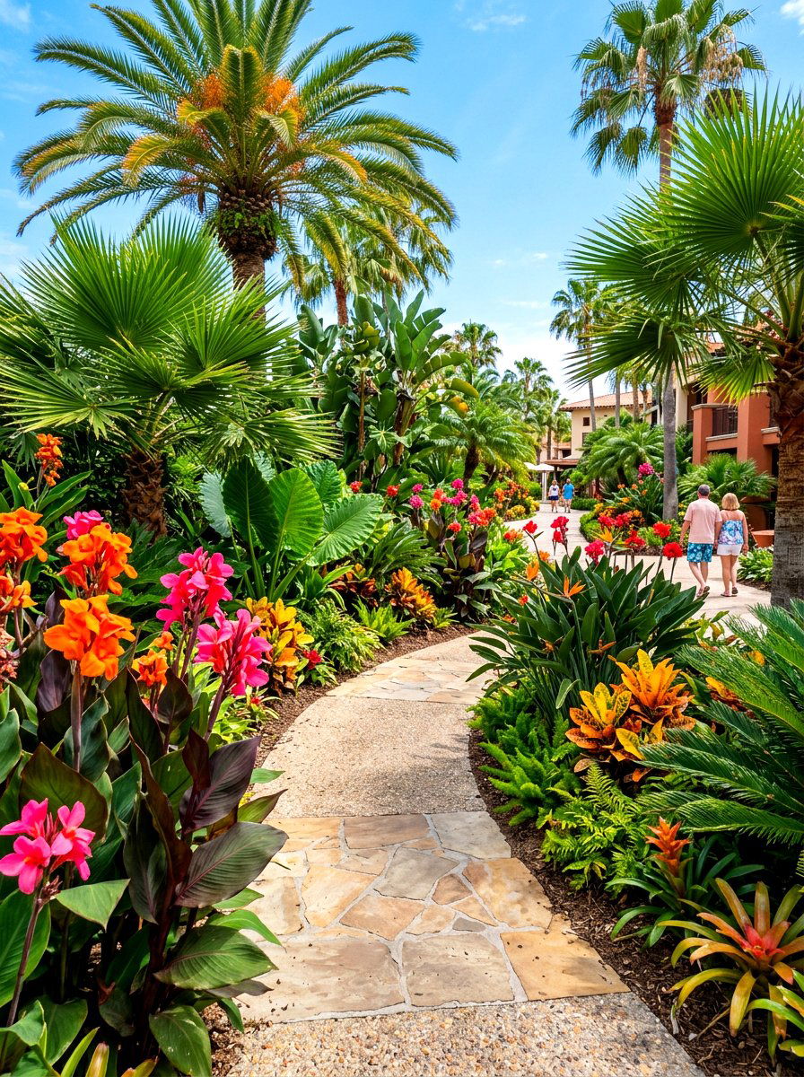Tropical look parkway - 30 hellstrip garden ideas