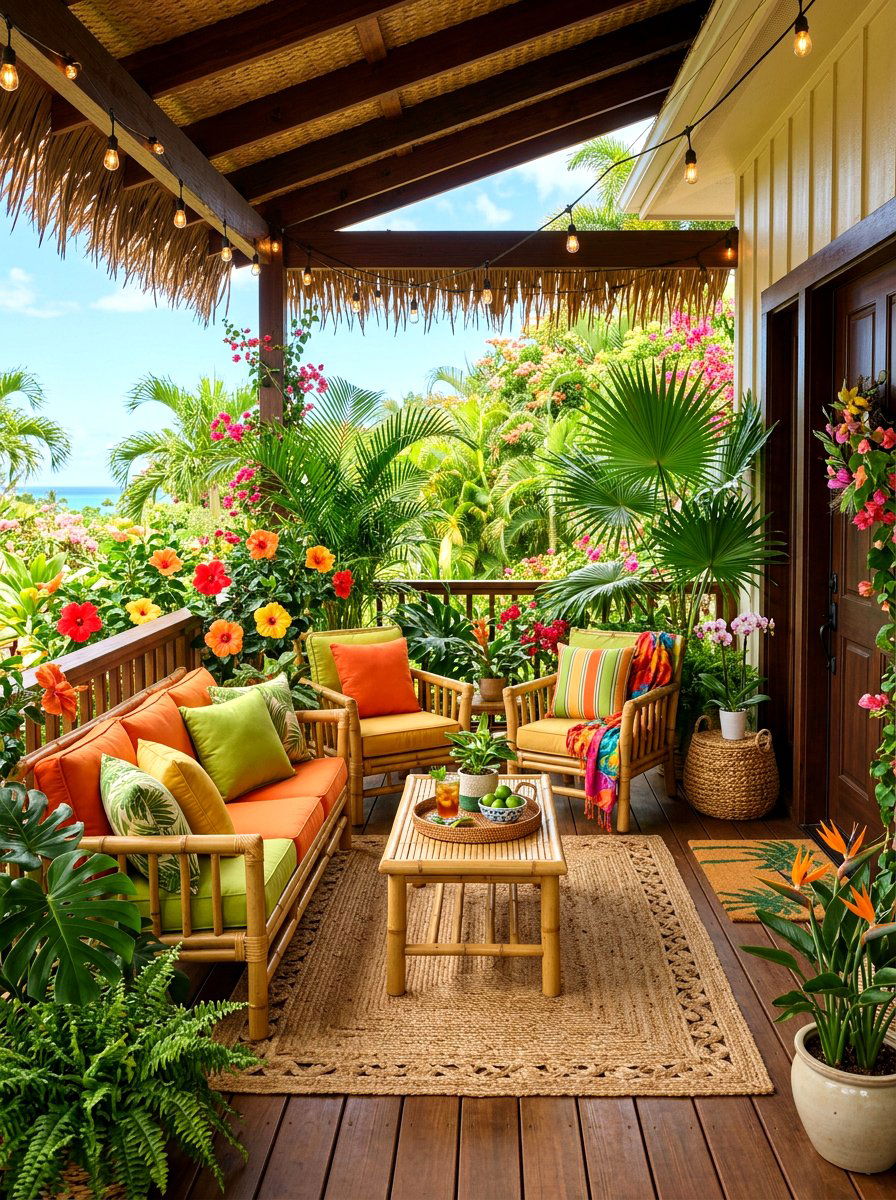Tropical oasis porch - 30 seasonal front porch ideas