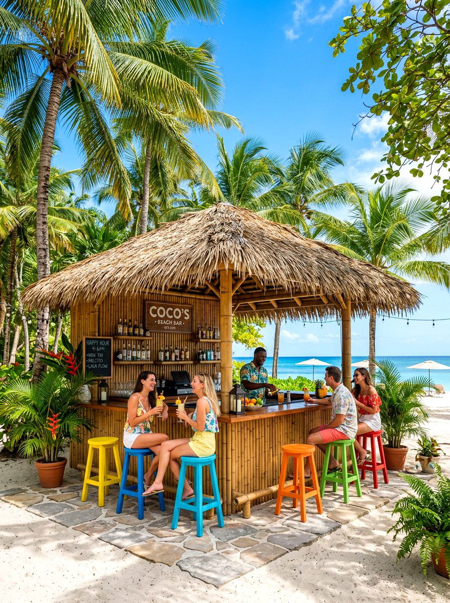 Tropical outdoor bar - 30 tropical backyard landscaping ideas