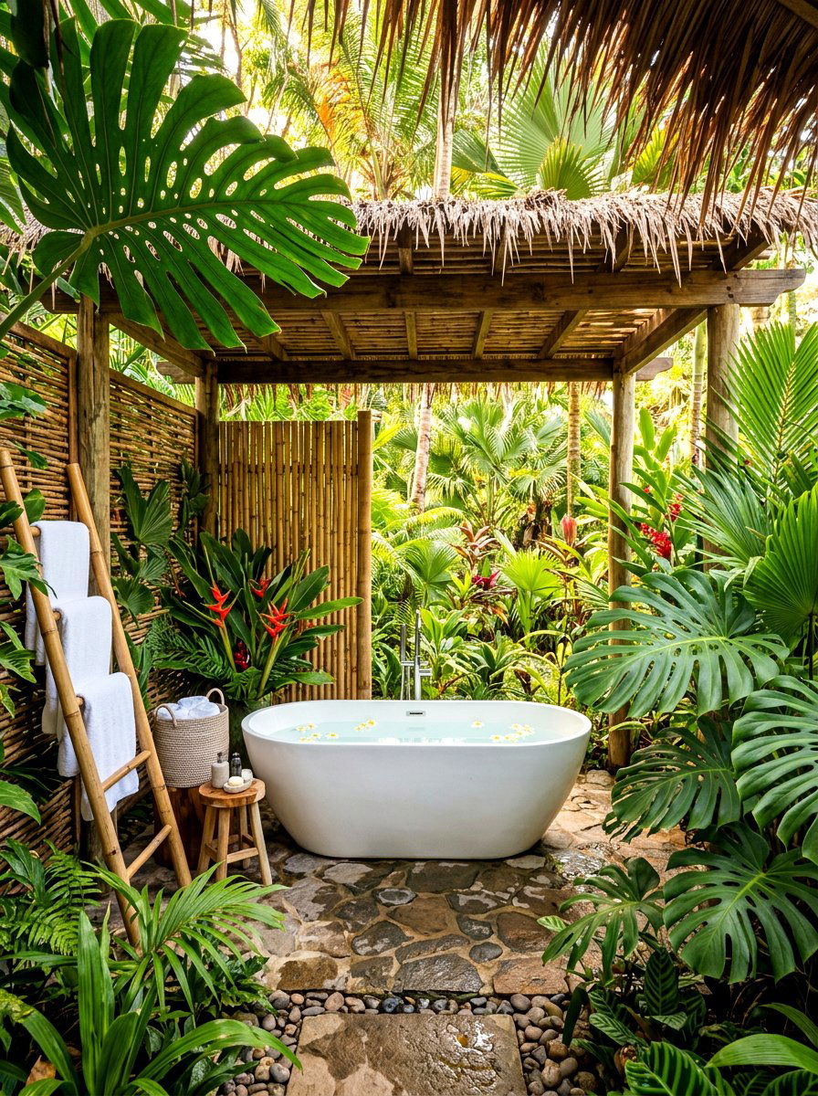 Tropical outdoor bathroom - 30 outdoor bath ideas