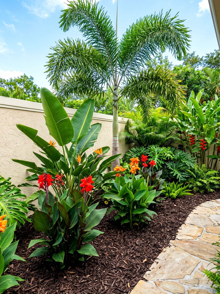 Tropical palm corner - 30 corner yard landscaping ideas
