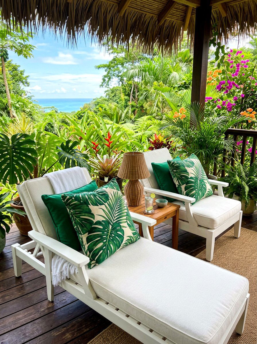 Tropical palm leaf outdoor pillow - 30 outdoor throw pillow ideas