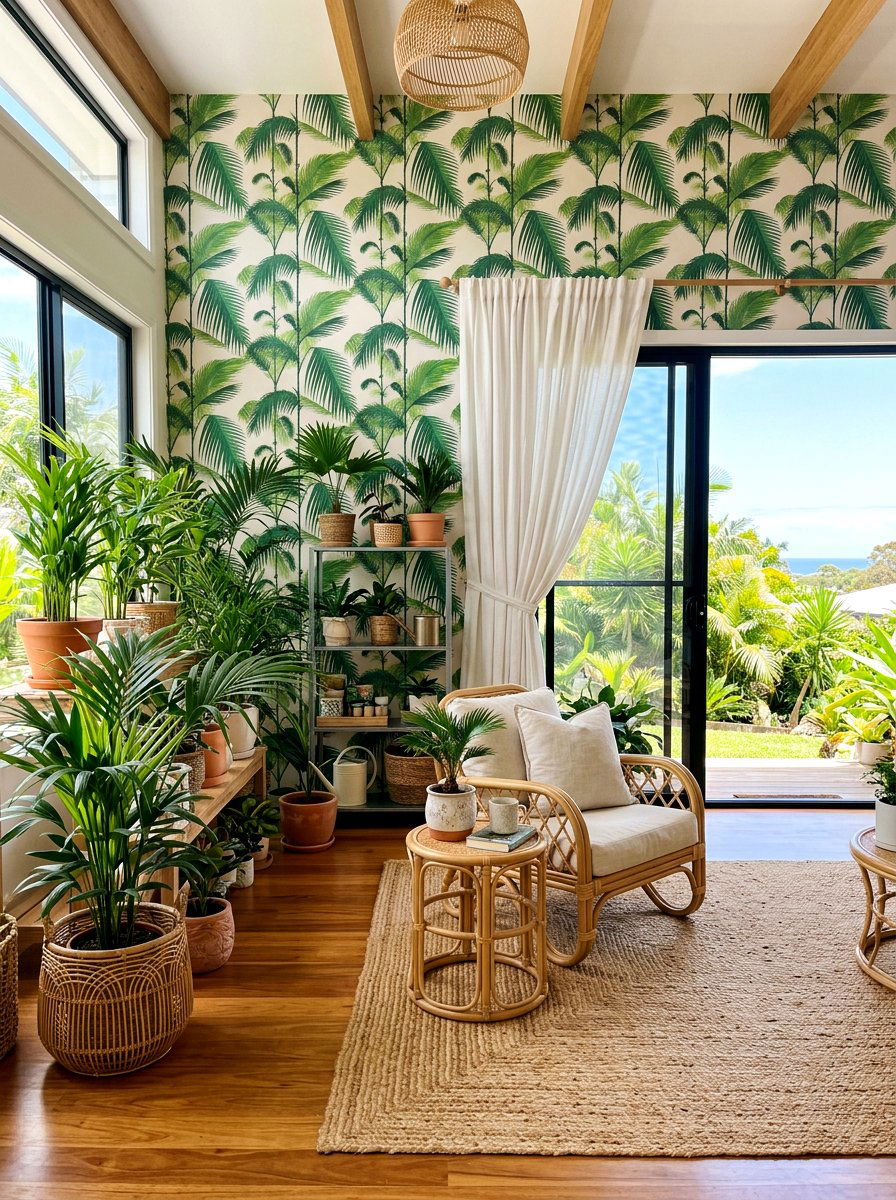 Tropical palm nursery wallpaper - 30 nursery wallpaper ideas