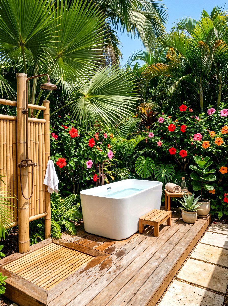 Tropical patio cold plunge - 30 cold plunge room ideas