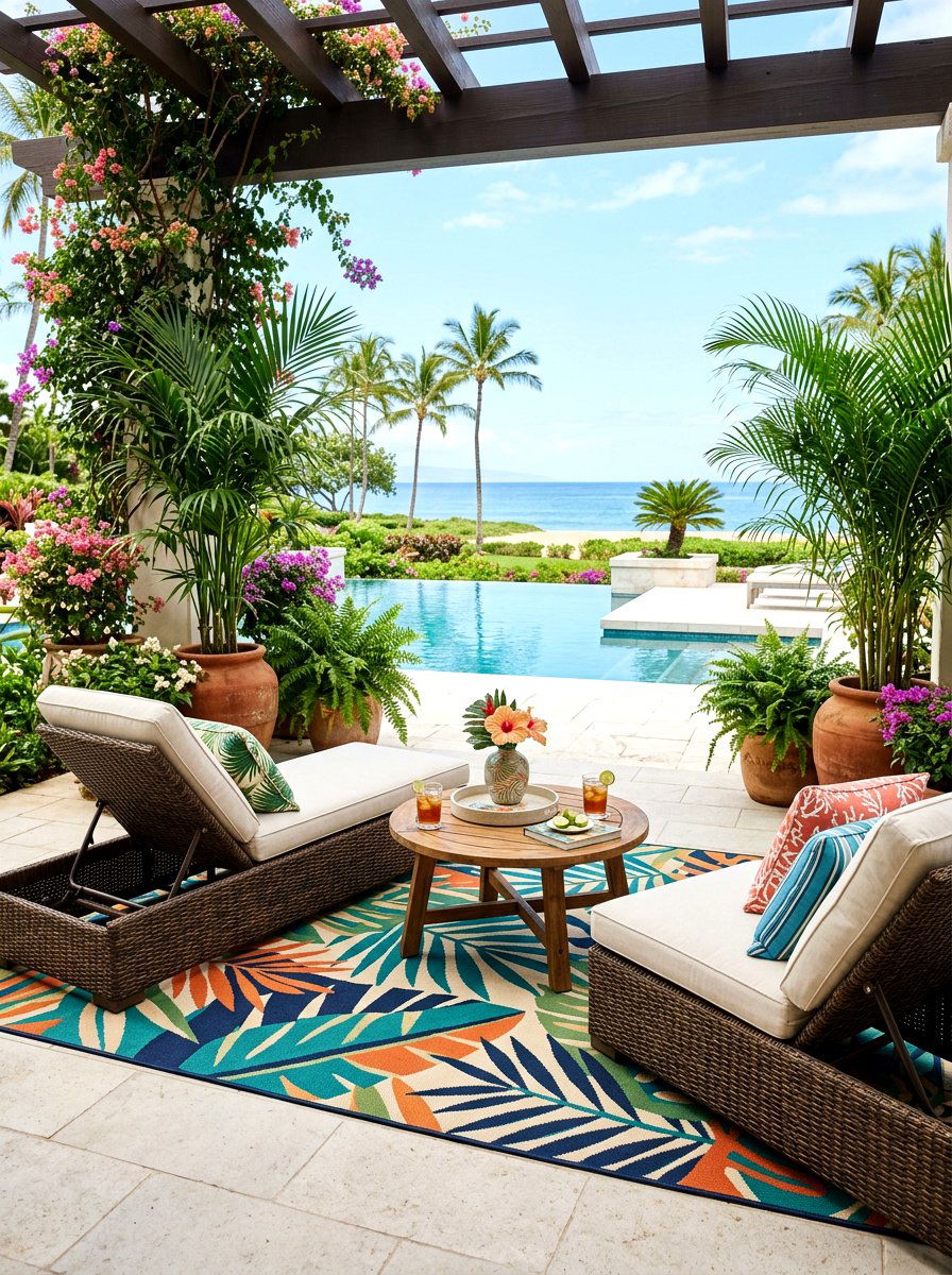 Tropical patio setup - 30 tropical backyard landscaping ideas