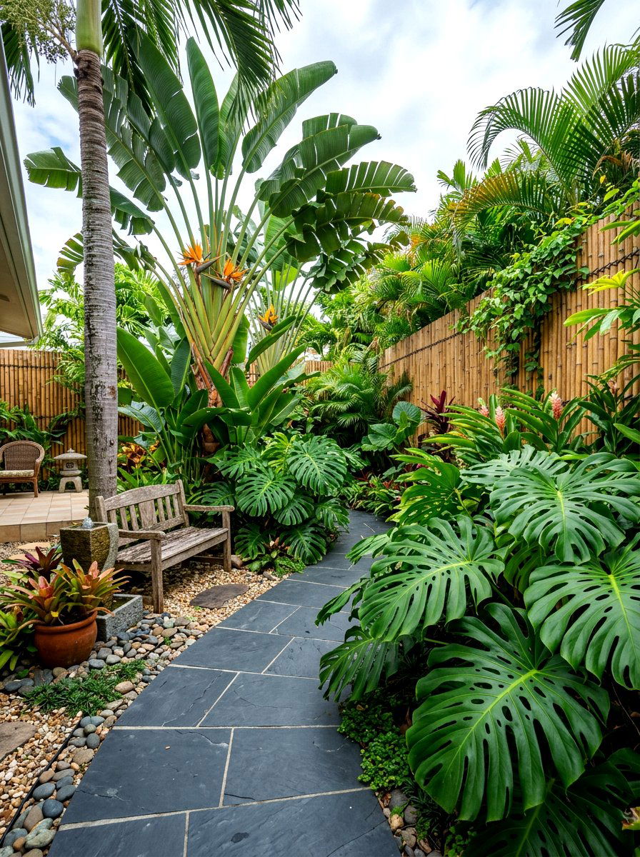 Tropical plant courtyard - 30 enclosed courtyard ideas