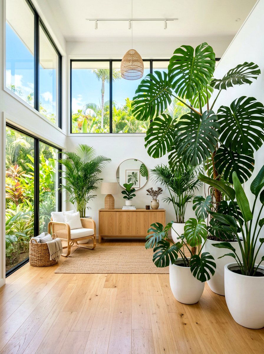 Tropical plant foyer - 30 dramatic foyer decor ideas