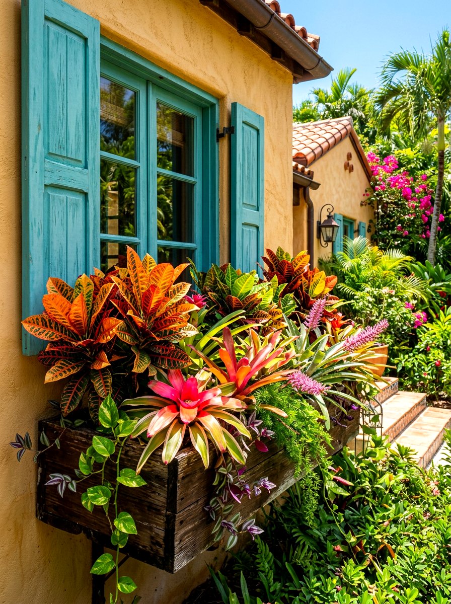 Tropical plant window box - 30 window box ideas