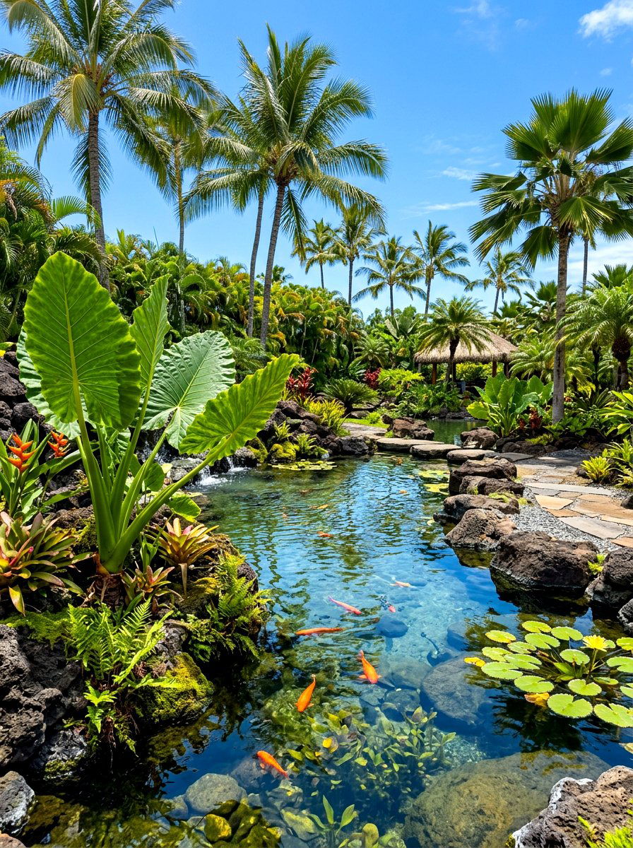 Tropical style garden pond - 30 small pond ideas