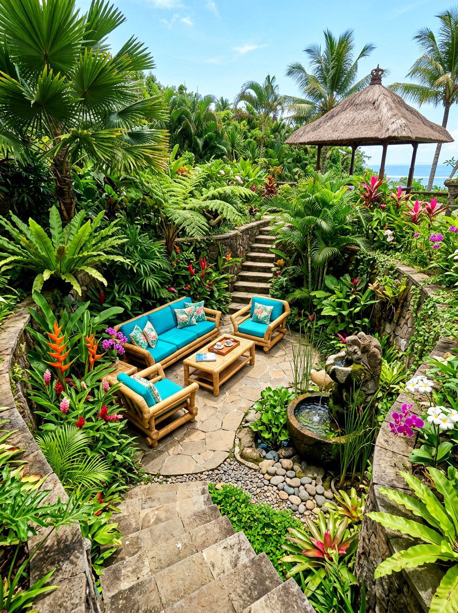 Tropical sunken garden pit - 30 sunken conversation pit ideas