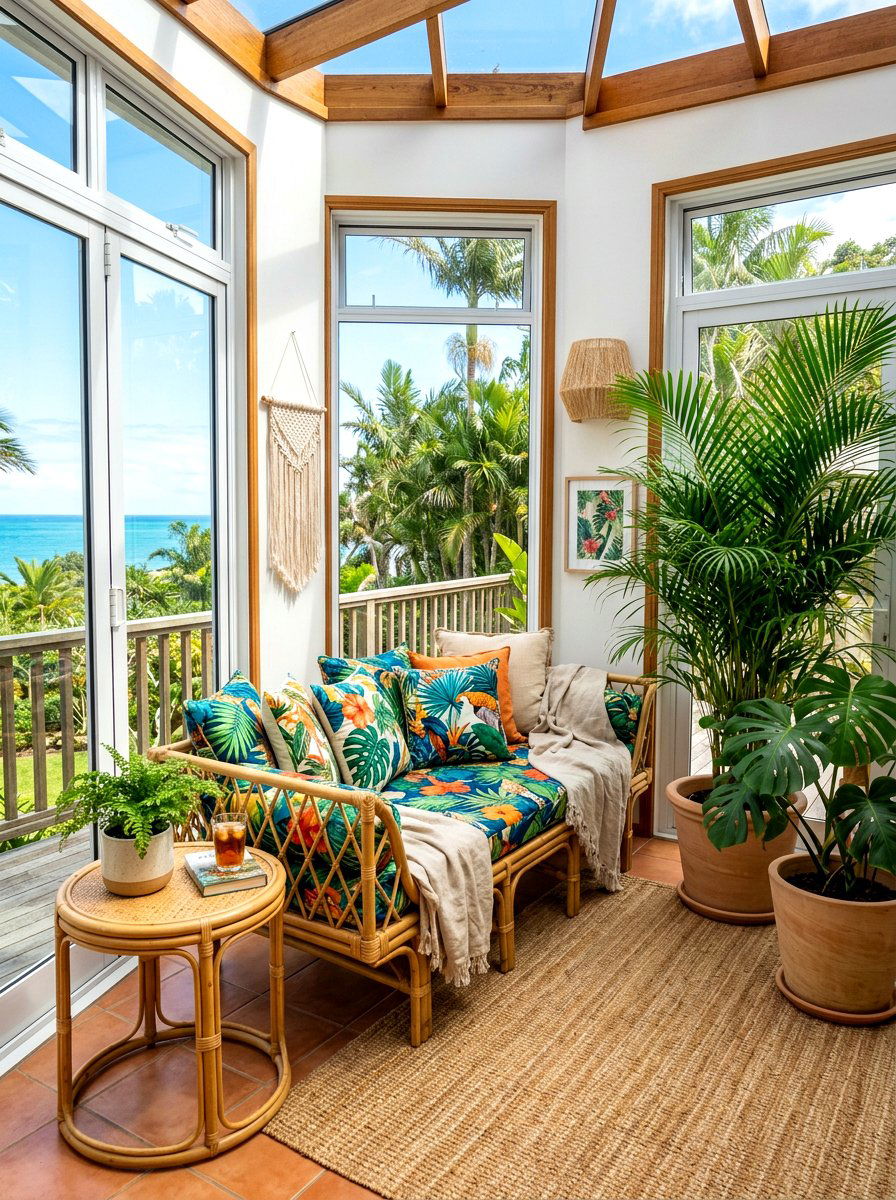 Tropical sunroom style nook - 30 bedroom breakfast nook ideas