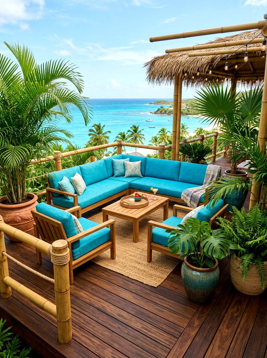 Tropical theme deck - 30 cozy deck ideas