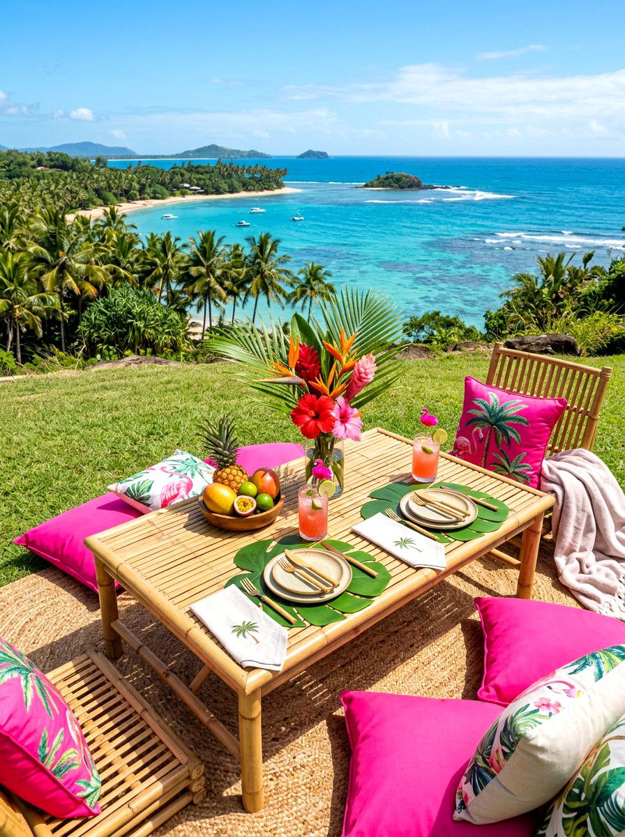 Tropical theme picnic - 30 backyard picnic area ideas