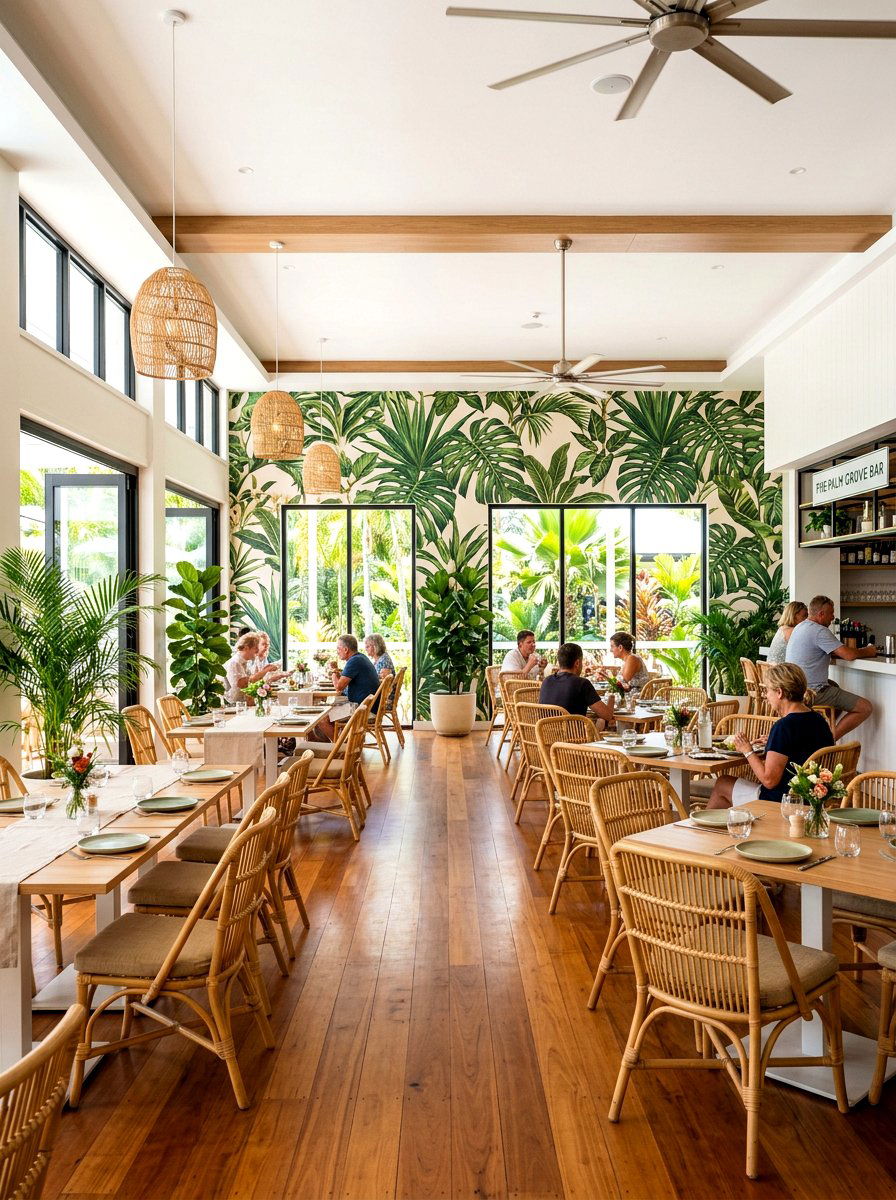 Tropical theme wallpaper - 30 boutique restaurant dining ideas