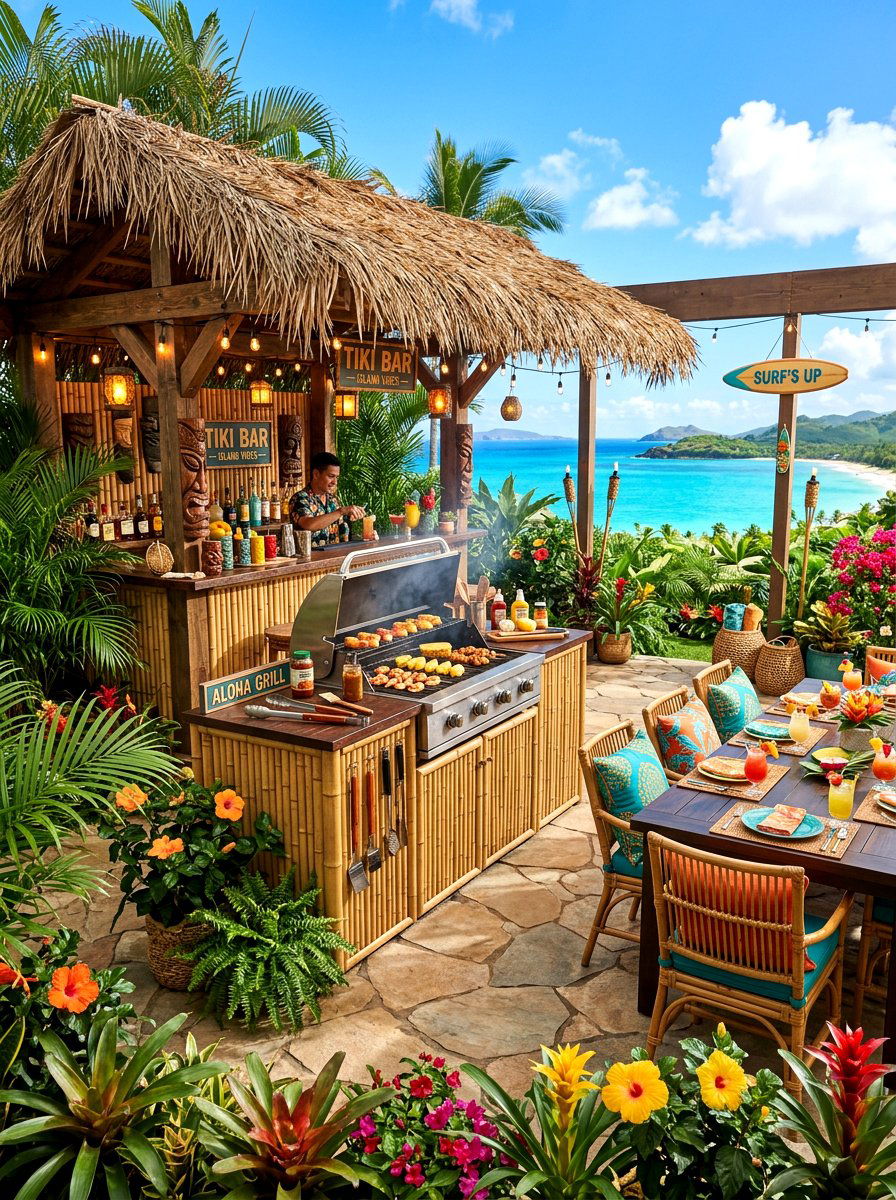 Tropical themed bbq patio - 30 family BBQ patio ideas