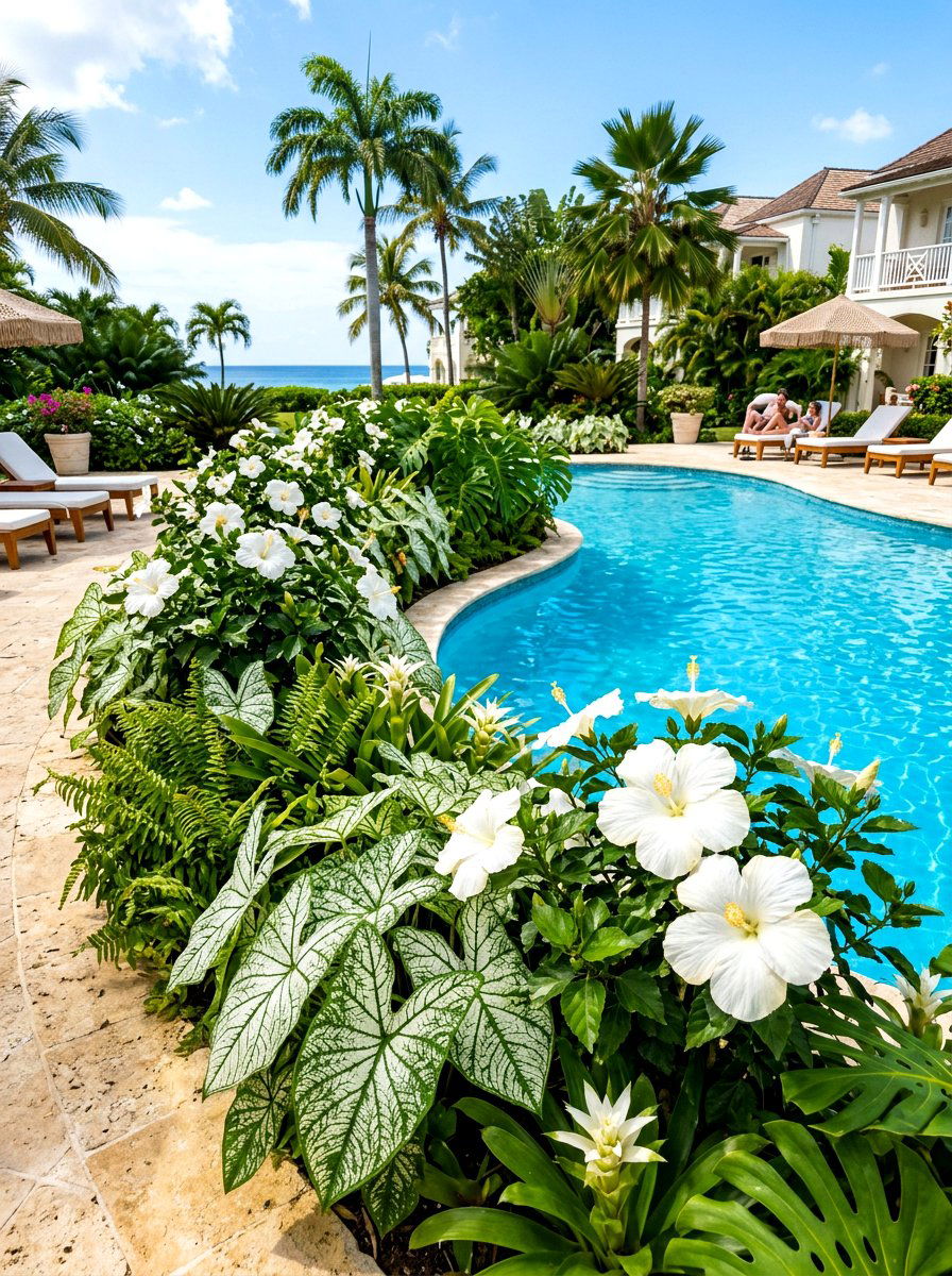 Tropical white garden border - 30 white garden border ideas