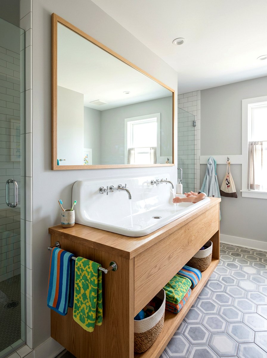Trough Sink - 30 kids bathroom decor ideas