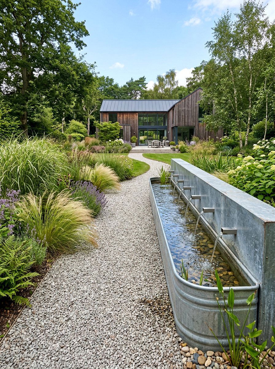 Trough Style Water Feature - 30 entry fountain landscaping ideas