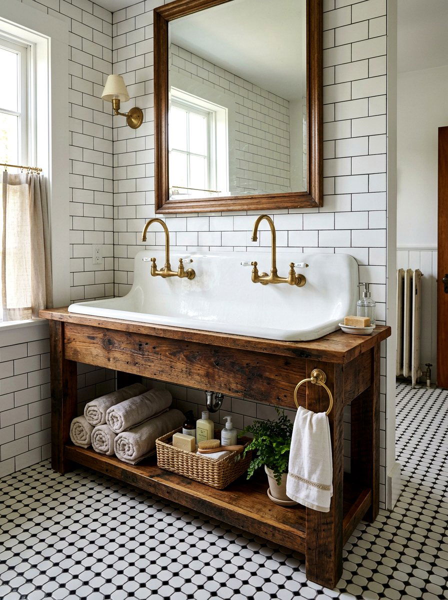 Trough sink bathroom vanity - 30 farmhouse bathroom vanity ideas