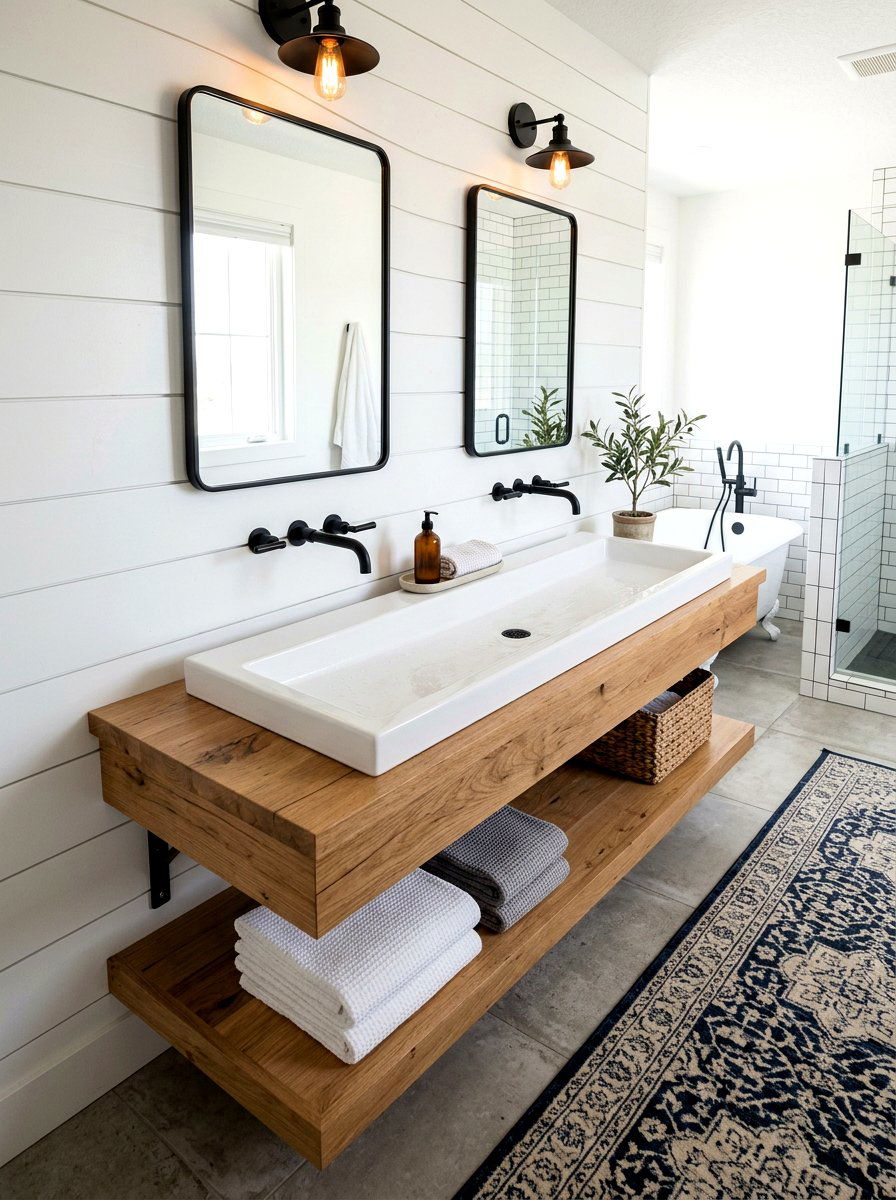 Trough sink vanity - 30 powder room vanity ideas