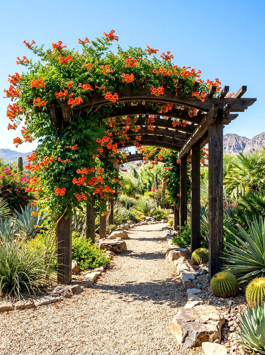 Trumpet Vine Pergola - 30 pergola plant ideas