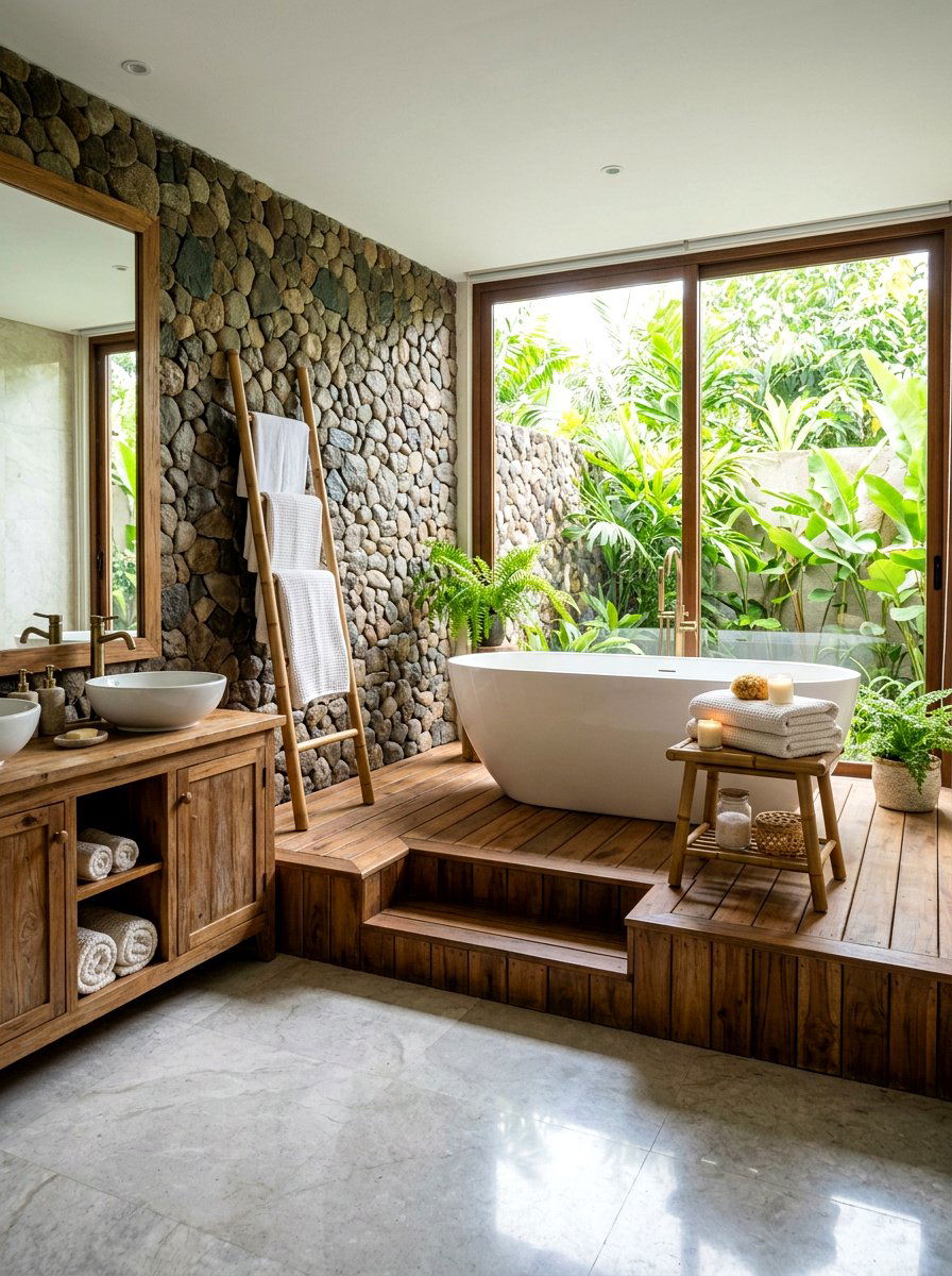 Tub On Wood Platform - 30 freestanding tub corner ideas