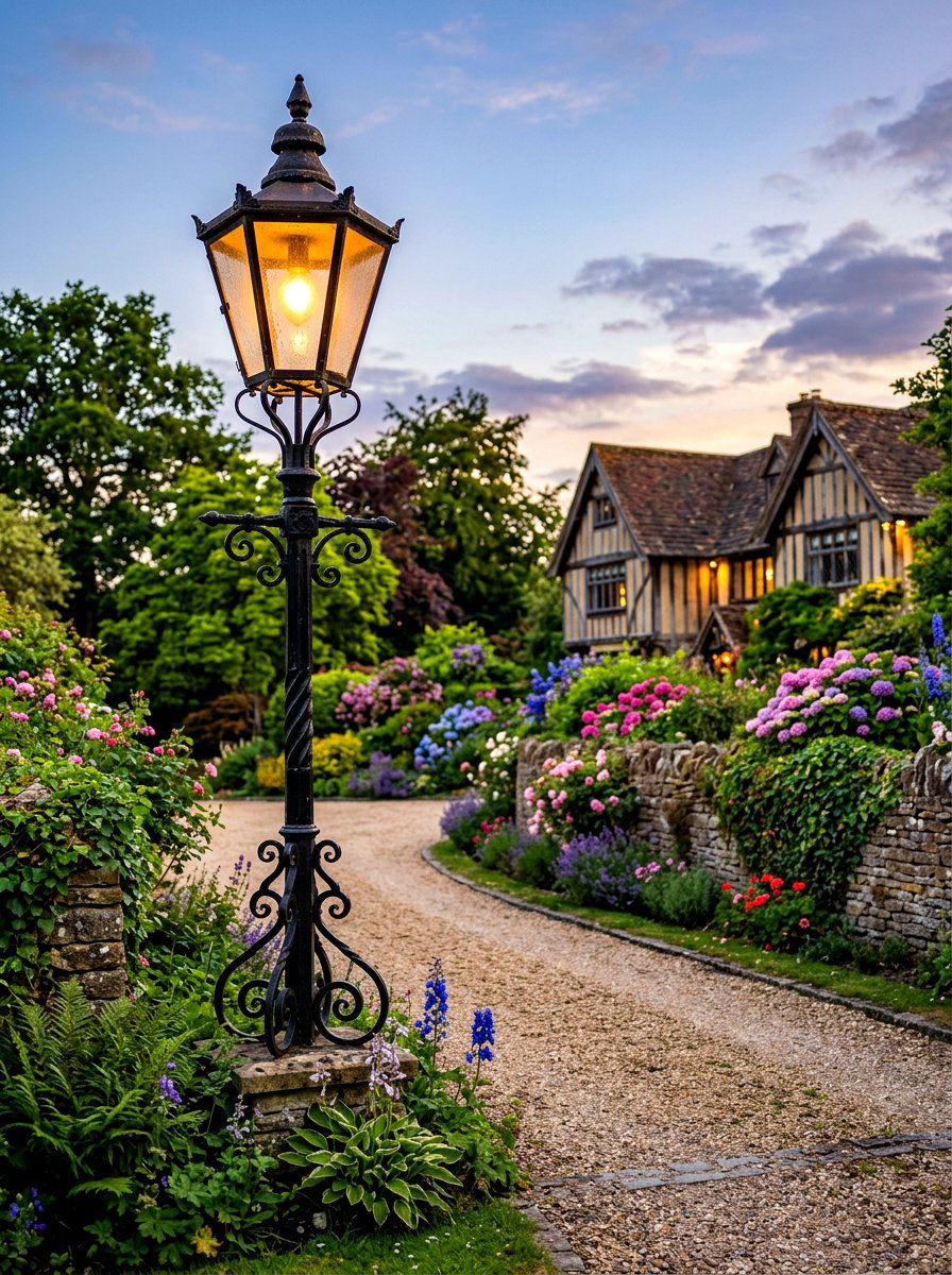 Tudor Style Post Light - 30 Tudor exterior lighting ideas