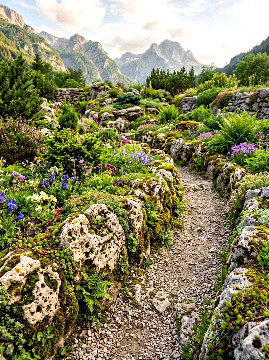 Tufa stone garden edging - 30 stone mulch border ideas