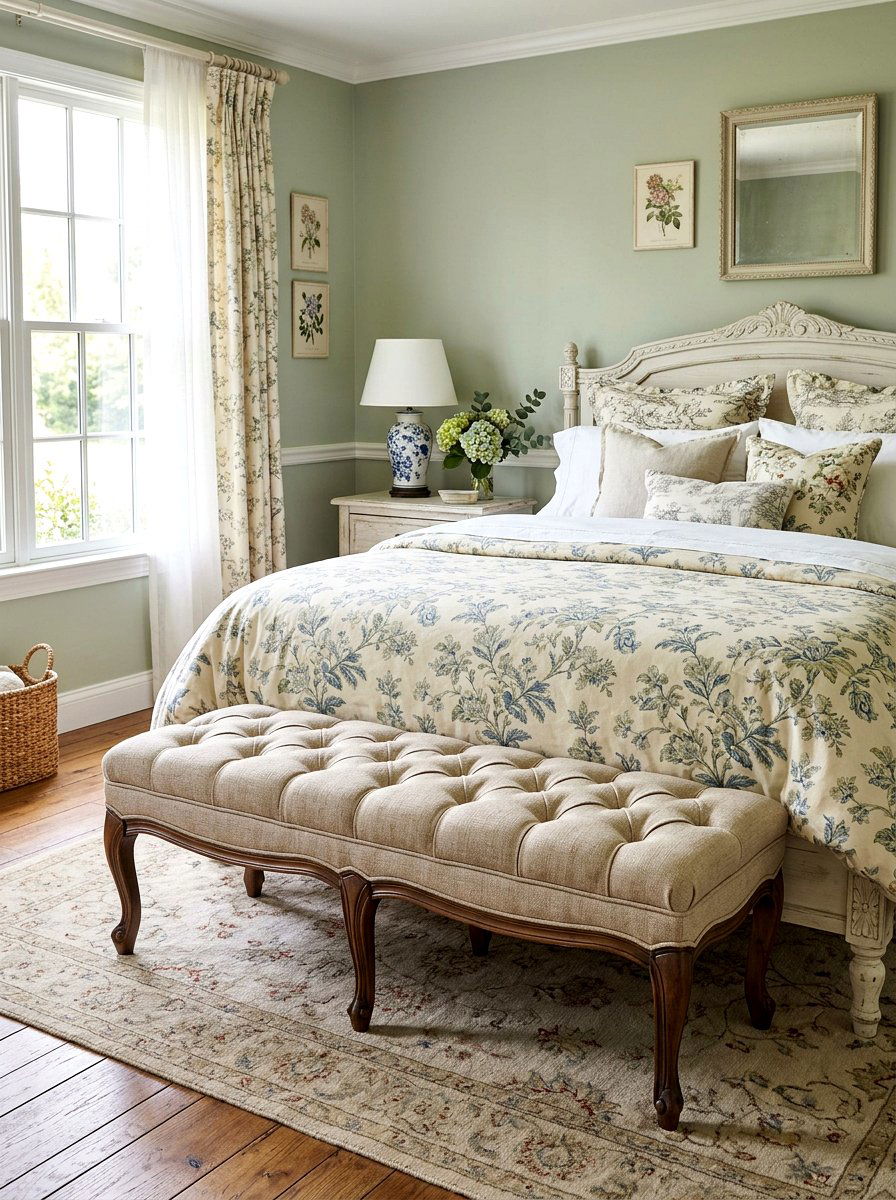 Tufted Bench - 30 romantic hotel bedroom ideas