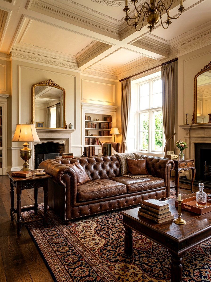 Tufted Chesterfield Sofa Arrangement - 30 classic traditional living room ideas