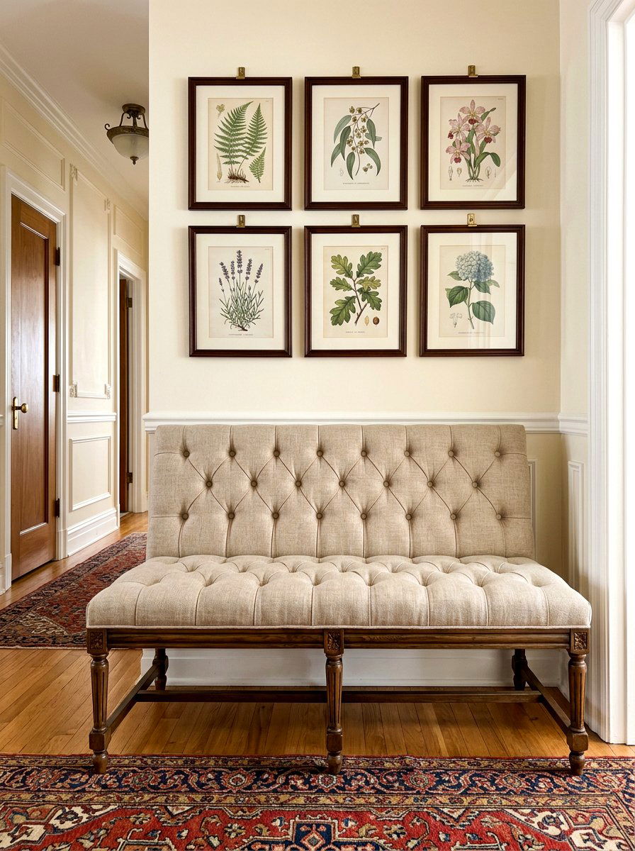 Tufted Fabric Bench - 30 apartment entry bench ideas