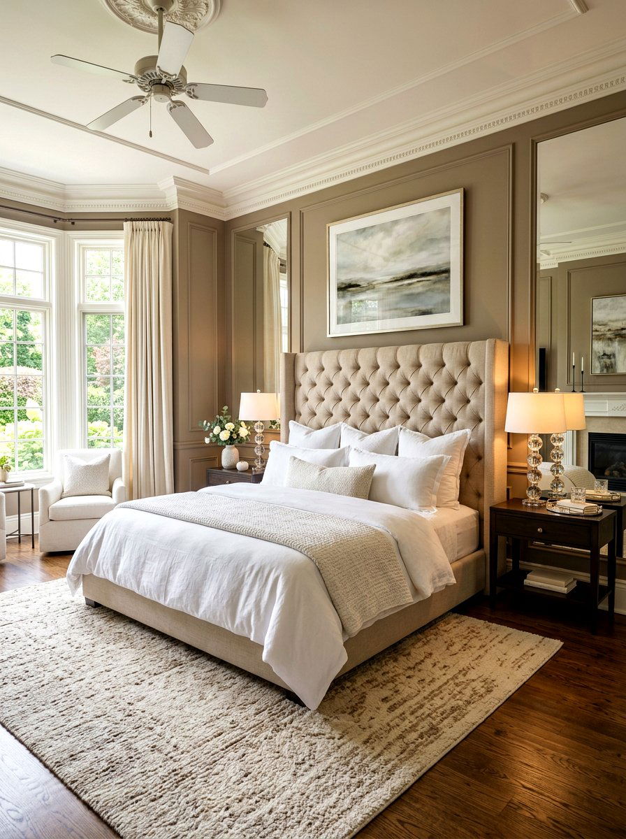 Tufted Fabric Headboard - 30 cottage romantic bedroom ideas