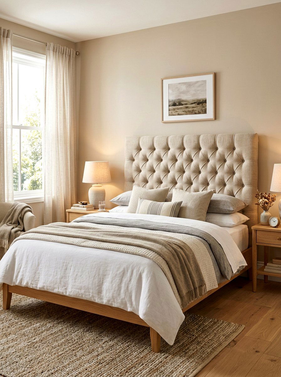 Tufted Fabric Headboard - 30 Parisian bedroom ideas