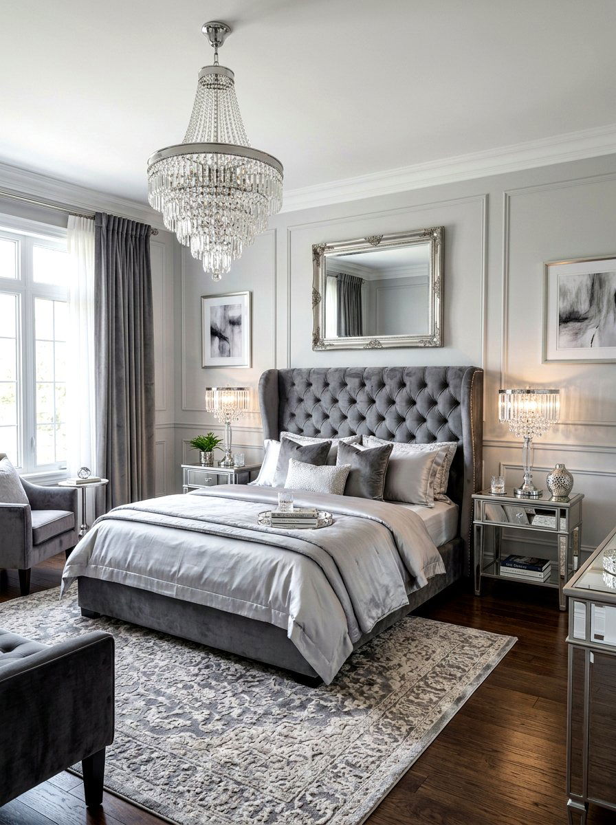 Tufted Gray Wingback Bed - 30 elevated bed styling bedroom ideas