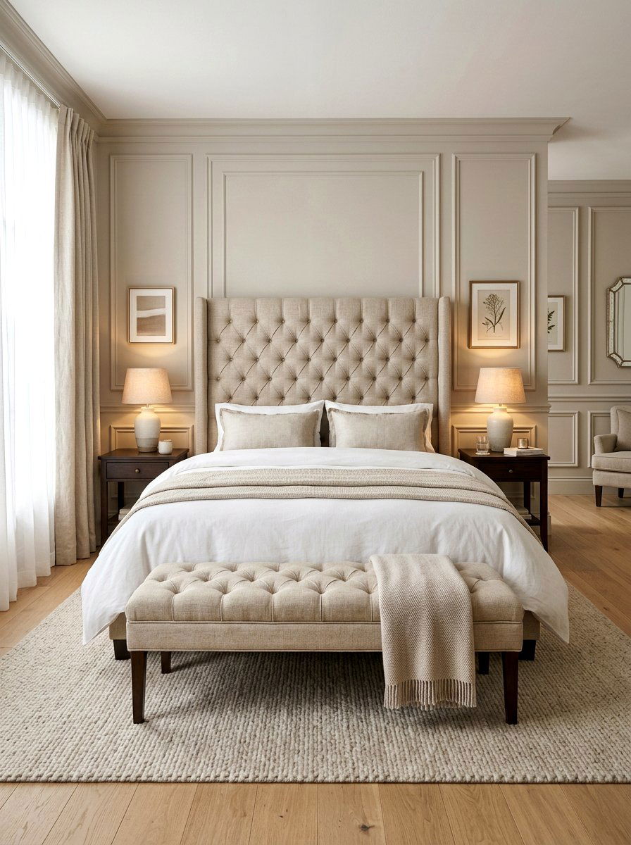 Tufted Headboard - 30 romantic bedroom ideas
