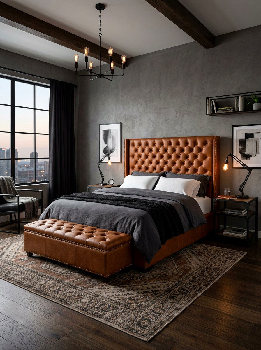 Tufted Leather Headboard - 30 statement headboard bedroom ideas