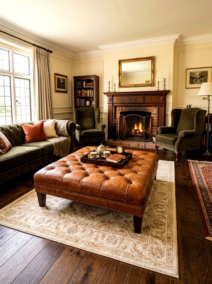 Tufted Leather Ottoman Coffee Table - 30 oversized ottoman living room ideas